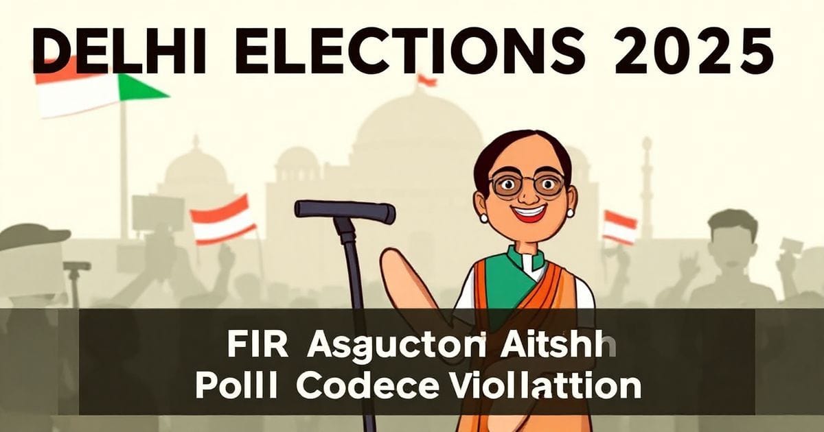 "Delhi CM Atishi facing FIR for poll code violation ahead of 2025 Delhi Assembly elections."